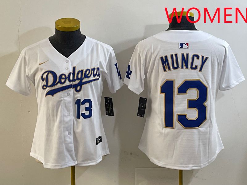 Women Los Angeles Dodgers 13 Muncy White Gold Game 2025 Nike MLB Jersey style 8